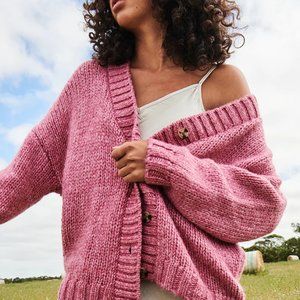 NWT Ghanda Pink oversized knit cardigan